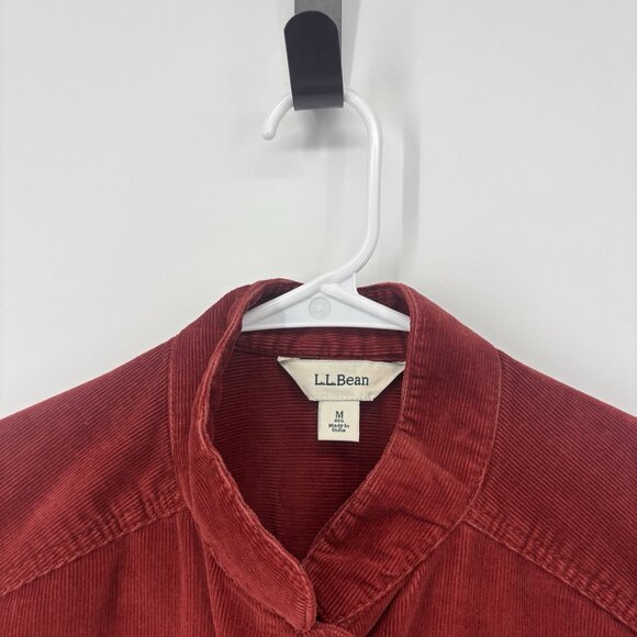 LL Bean Womens Corduroy Red Orange Jacket Button Front Size Medium Western Fall - Picture 3 of 12
